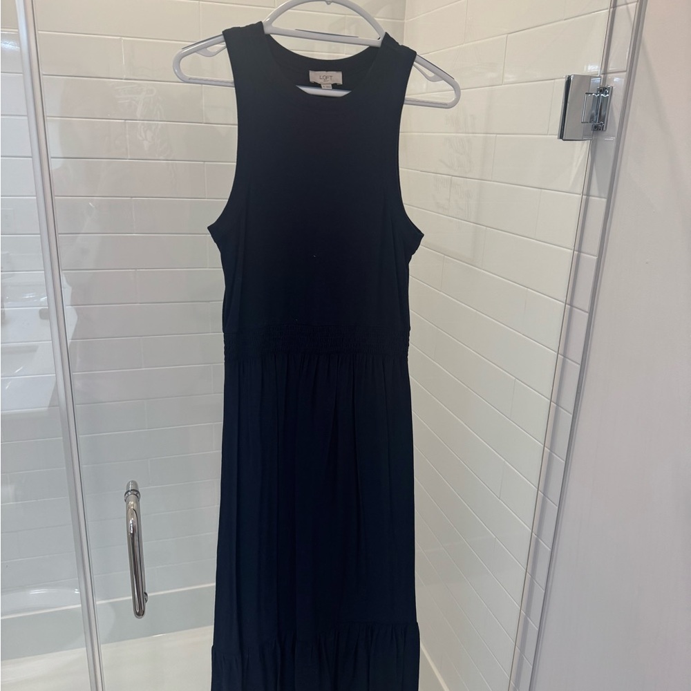 LOFT Navy Halter Maxi Sundress